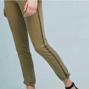 Anthropologie moss green relaxed cotton chino pant